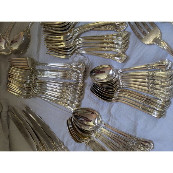 GODINGER GRAND MASTER! 65 PIECE HEAVY SILVERPLATE FLATWARE SERVICE FOR 12 - Picture 10 of 12